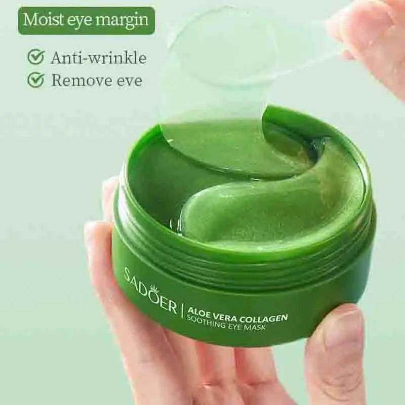 Mascarilla de colágeno de Aloe Vera para ojos, 60 uds., eliminación de ojeras, bolsas para ojos, parches hidratantes reafirmantes para ojos,