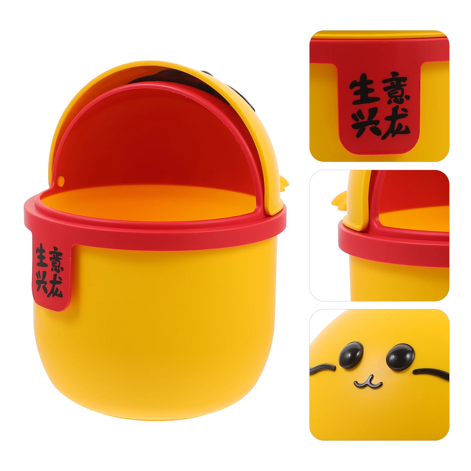 

Desktop Trash Can Cute with Lid Garbage Cartoon Bin Elegant Mini Plastic Small for Dorm Office
