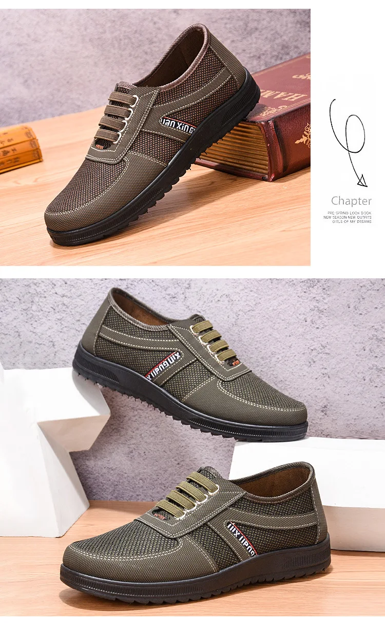 Herren Mesh Freizeitschuhe mit Elastischem Riemen, Weicher Gummisohle, Rutschfest, Atmungsaktiv, für Gehen, Arbeiten und Autofahren – Detail 12