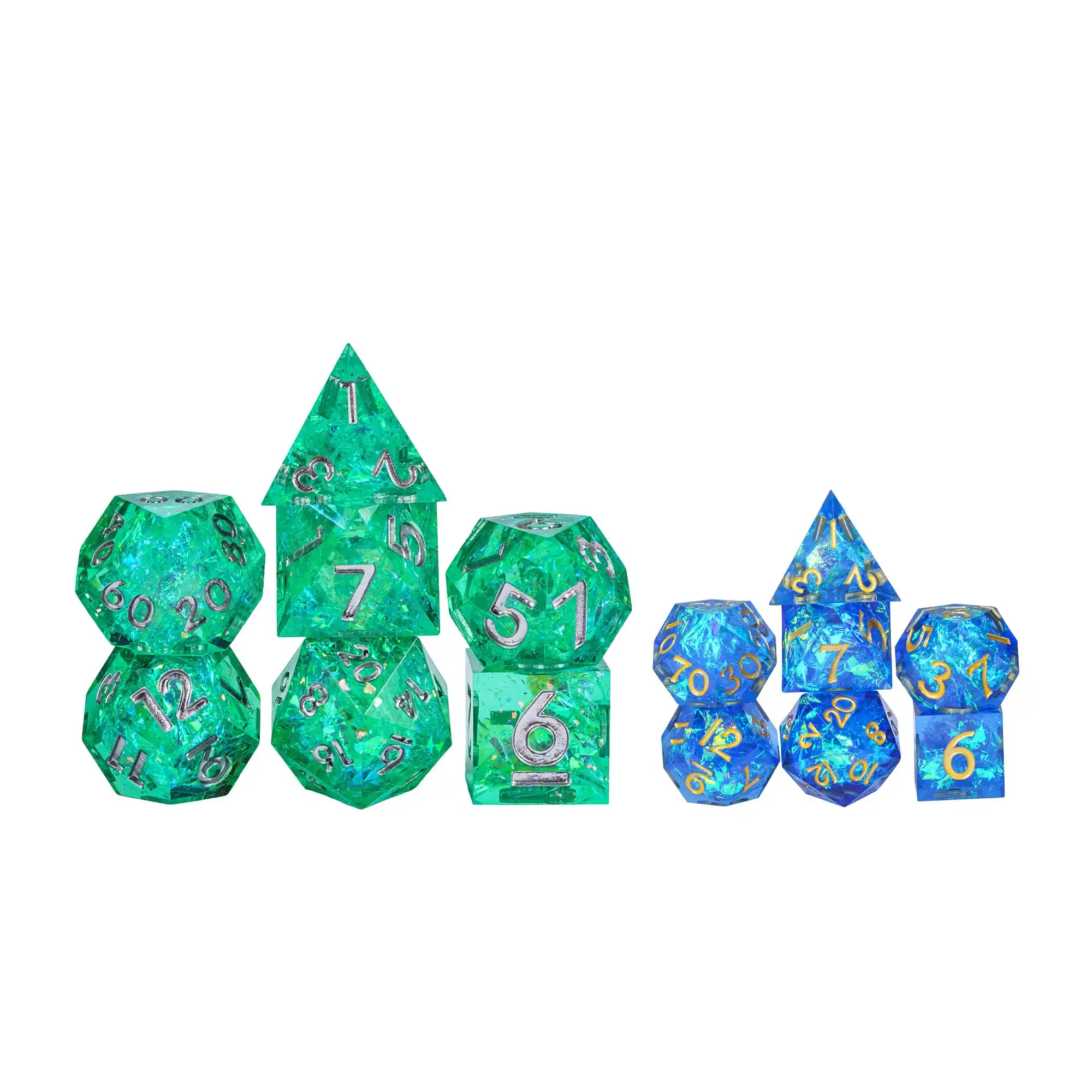 Cusdie Mini Sharp Edges DND Dices Portable Small Size Dice 7Pcs D4-D20 Polyhedral Dice Set for Role Playing Game Board Games