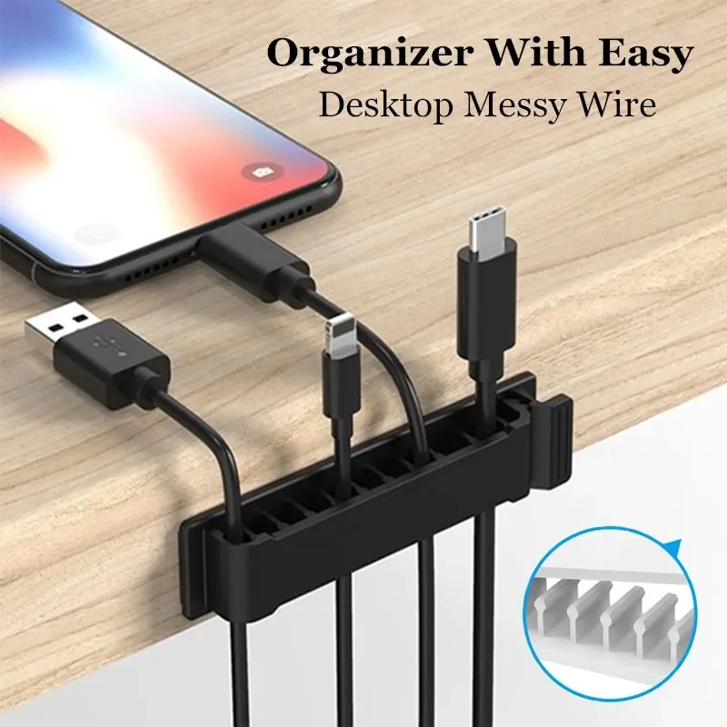 10-Slots Self Adhesive Cable Organizer Clip Holder For PC TV Charging Desk Car Line Wire Winder Management Fixing Manager Clamp