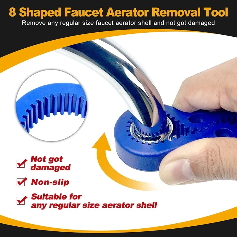 7Pc Water Outlet Universal Wrench Faucet Bubbler Wrench Disassembly Cleaning Tool Four Side Available Bubbler Yellow Blue Wrench