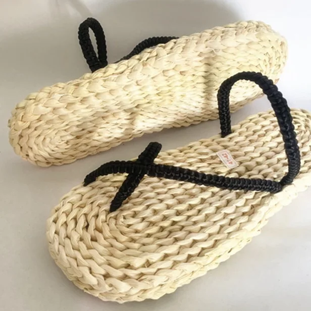 Shoe props flip-flops slippers couple men and women corn husk woven straw shoes casual