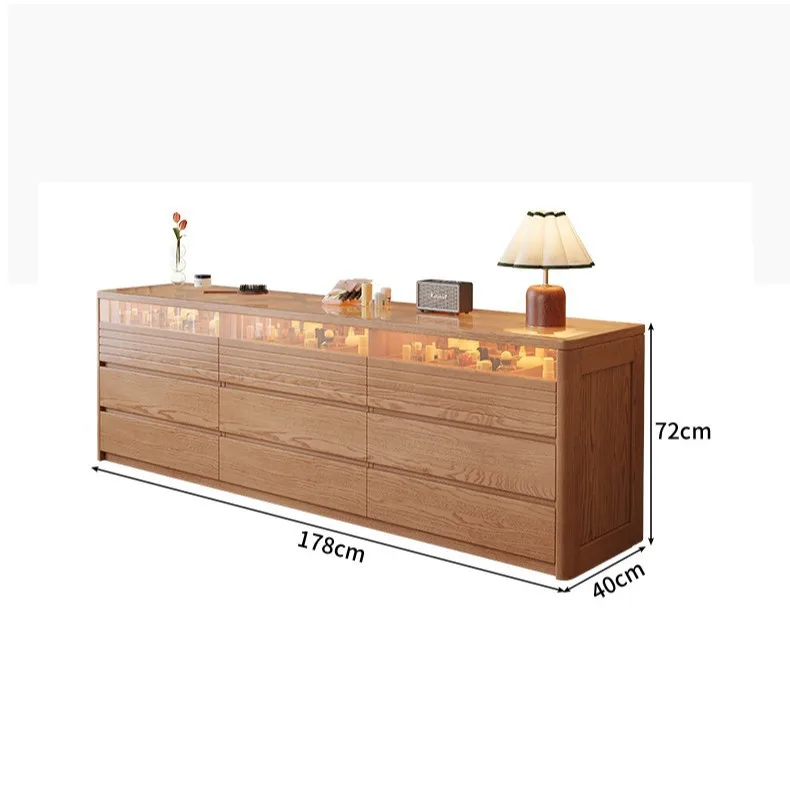YJQ solid wood chest bedroom modern simple nine pumping storage household simple makeup storage cabinet