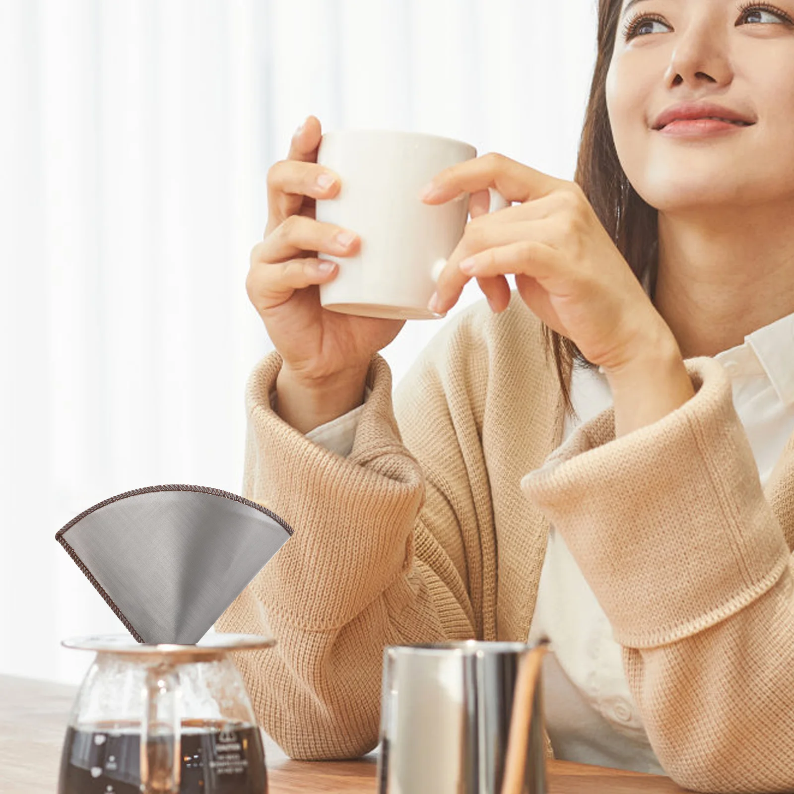 

Stainless Steel Coffee Filter Mesh Reusable For 1-4 Cups Fine Mesh Portable Coffee Machine Strainer Metal Filter Screen