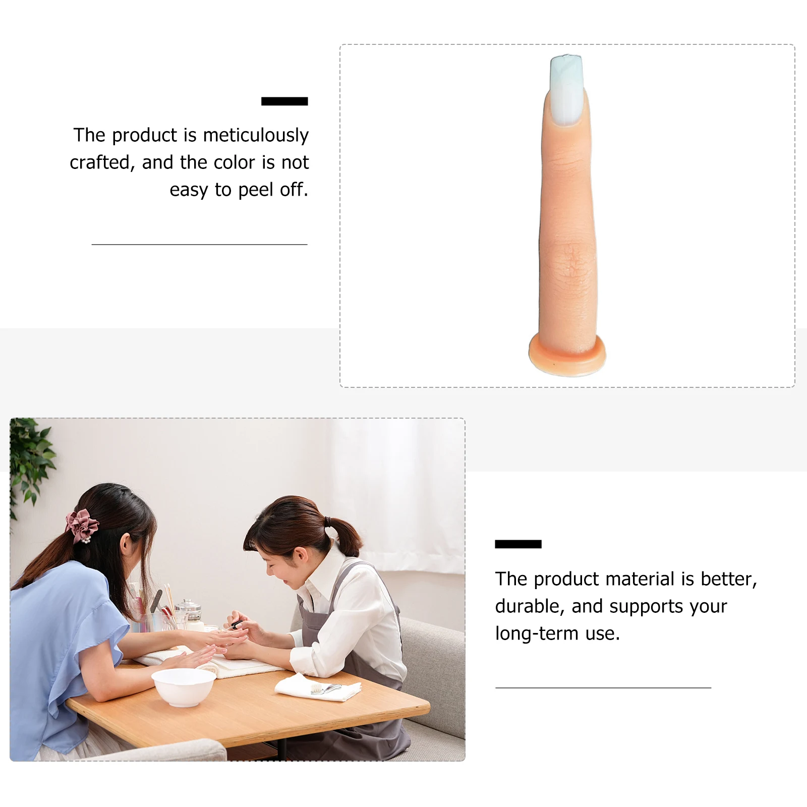 

Pluggable Durable Silicone Nail Art Finger Model Lifelike Artificial Finger Easy Use Time Saving Practice Molds
