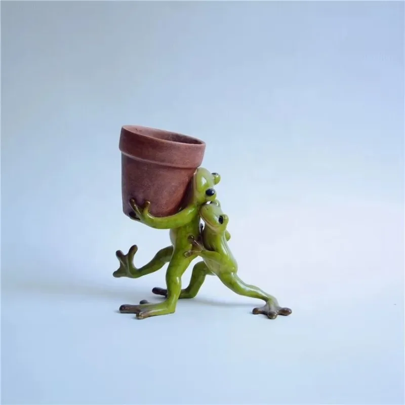

High quality resin statue desktop desk flower pot old stone frog 5 inch flower pot bonsai mini garden decoration