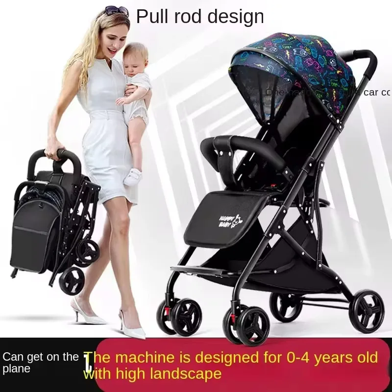 Folding Stroller High Landscape Newborn Baby Two-way Swivel Seat Lightweight Travel Stroller Shock Absorption Baby Stroller