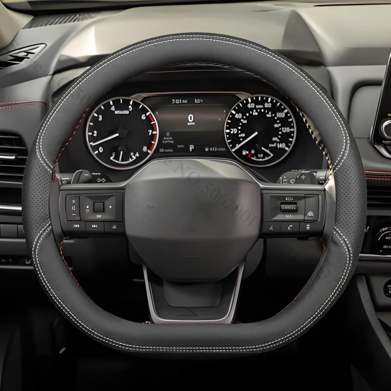 For New Nissan X-TRAIL Rogue Qashqai D-shape Car Steering Wheel Suede Protective Cover AntiSlip Four Season Interior Accessories