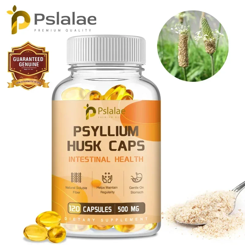 Psyllium Husk Capsules 500 Mg - Supports Intestinal Health and Improves Digestive System