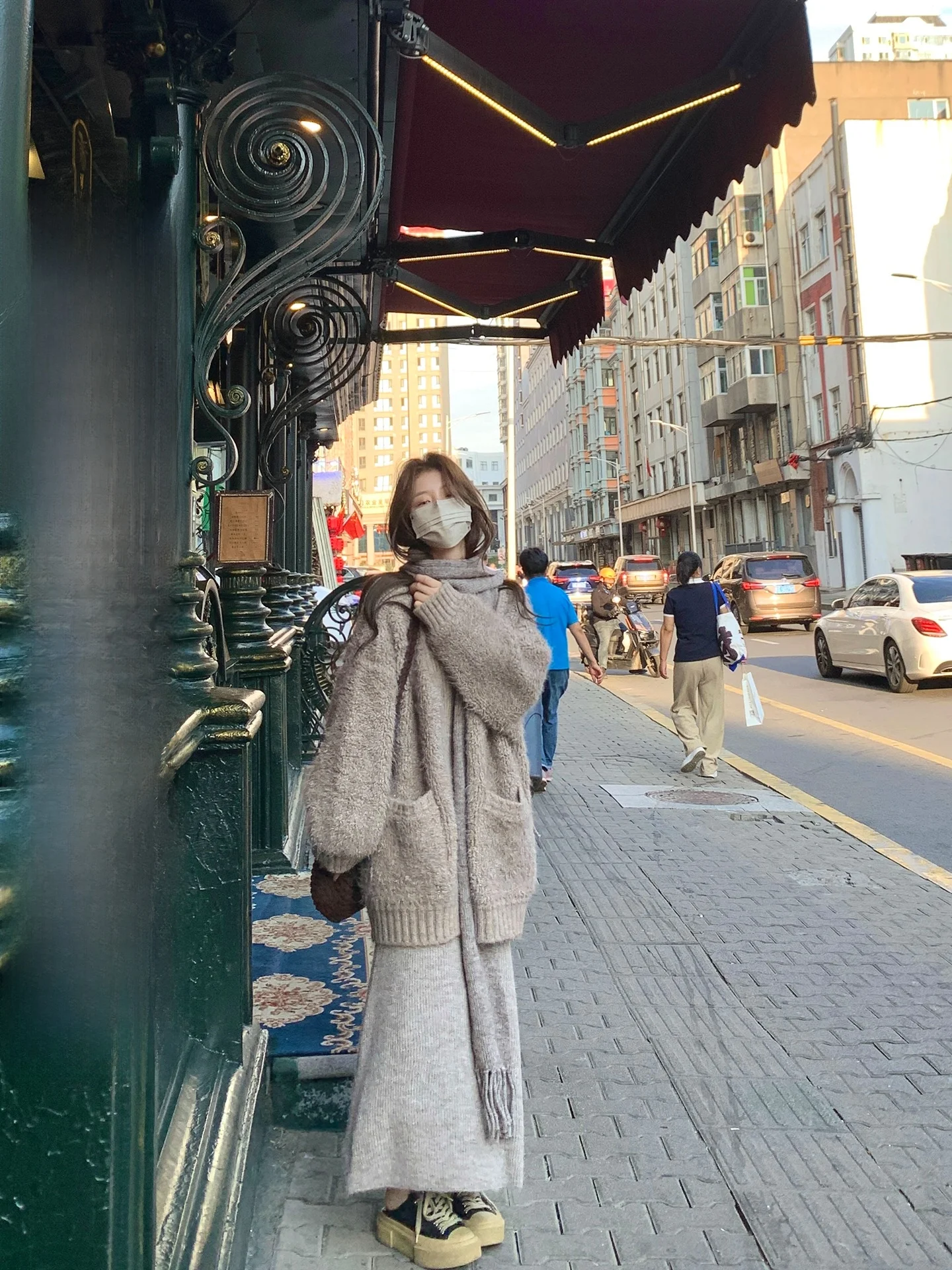 

XXIIUU Теплый вязаный кардиган с длинными рукавами и начесом, женская свободная верхняя одежда в корейском стиле, свитер из смесового полиэстера