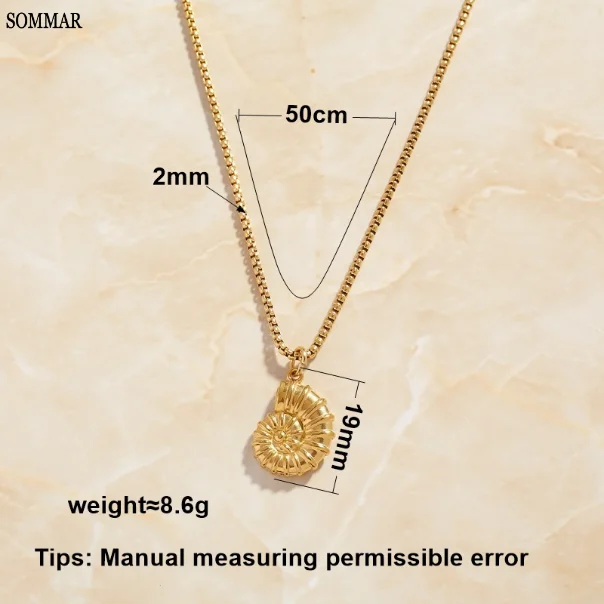 Sommar Hot Sale! 18kgp Gold Plated Goddess Necklaces & Pendants Ocean Wind Sea Star Shell Conch Pendant Necklace Collar Charms
