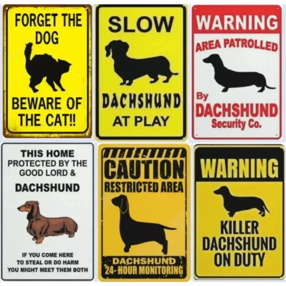 Warning Property Patrolled by Dachshund Security Sign, 8x12 Inch, Aluminum Beware of Dog Sign 16x12inch 40x30cm 12x8inch 20x30cm