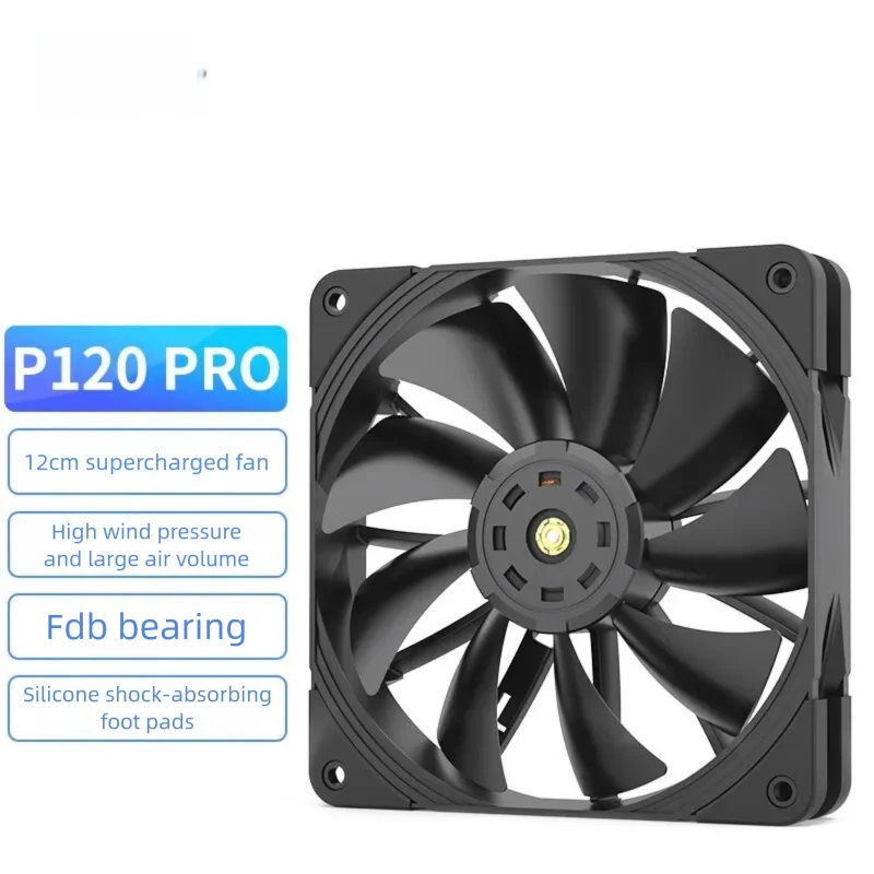 

Pccooler P120 pro Вентилятор корпуса 120 мм ШИМ 4-контактный сердечник вала Медная втулка Подшипник FDB Высокопроизводительный турбовентилятор Силиконовая демпфирующая накладка