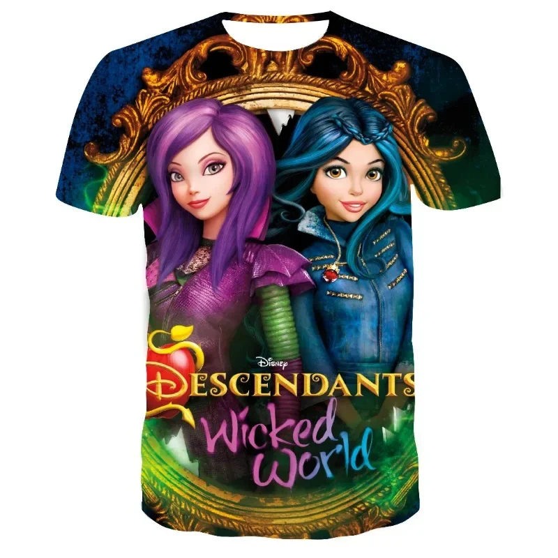 Disney Boys Girls T-shirt Descendants Men's T-shirt 3D Print Oversized Short Sleeve Fashion Men's T-shirt Casual Men's Clothing