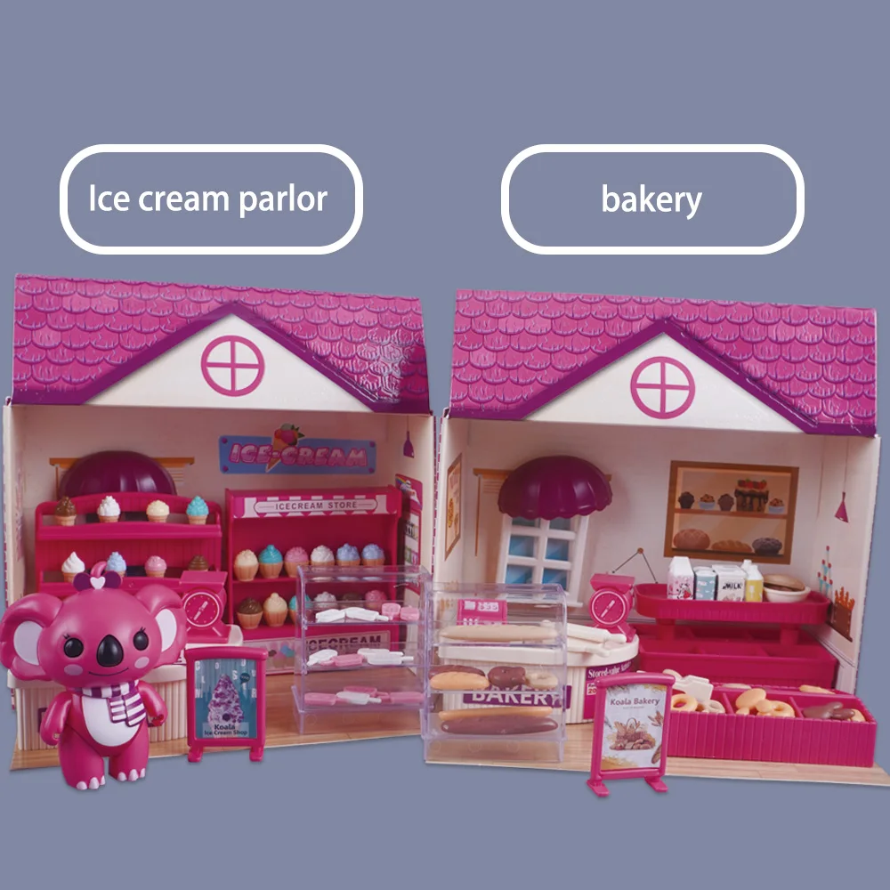 Casa delle bambole gelateria 3D cartone Puzzle Koala accessori per bambole 1:12 mobili in miniatura modello Play House cucina giocattolo regalo