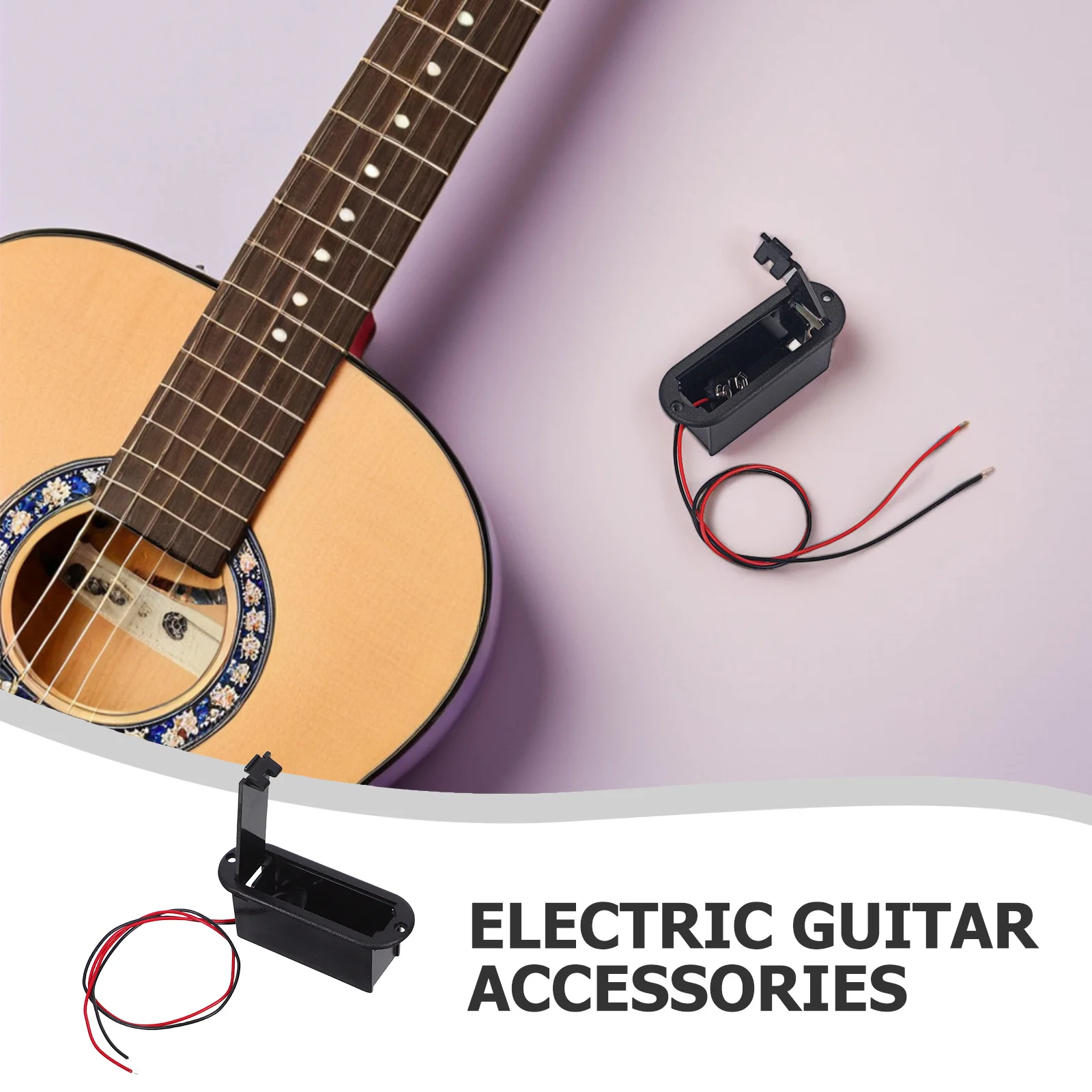 حافظة حامل 9 فولت باللون الأسود للاستخدام النشط في الجيتار باس، تتضمن كابل توصيل بتصميم متين #4