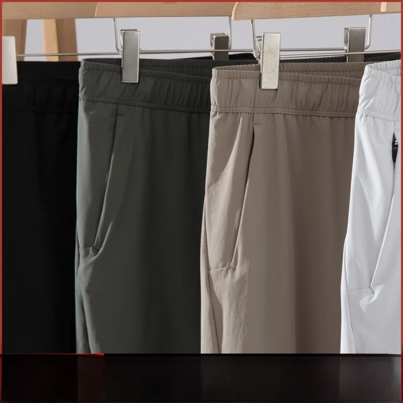 

Мужские дышащие повседневные брюки из ледяного шелка серии для занятий спортом на открытом воздухе, большие эластичные удобные молодежные брюки с 3D вырезом на весну и лето