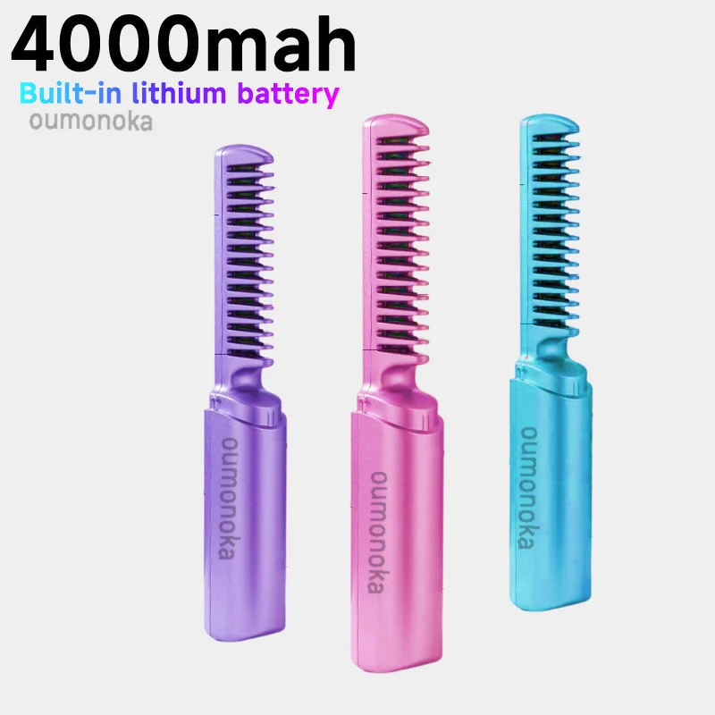 Wireless Hot Comb 3-in-1 Hair Plates Curling Iron Styling Appliances Straightener Smooth Flat Iron Setting Heating Styling Tools