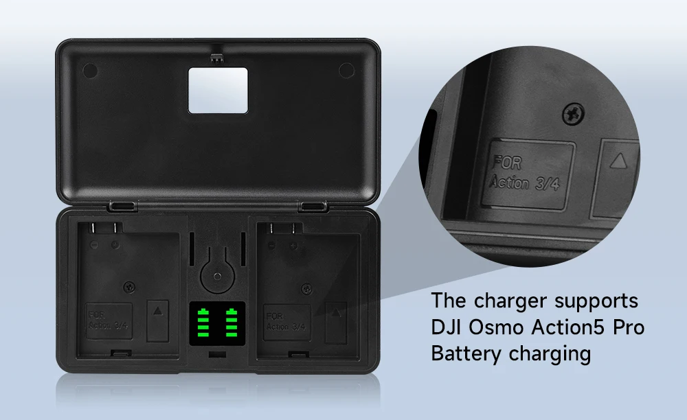 2250-mAh-Akku für DJI OSMO Action 360, für OSMO Action 6, für OSMO Action 5 Pro, für OSMO Action 4, für OSMO Action 3, für 360 II, mit 2-fach-LCD-Ladegerät. – Detail 12