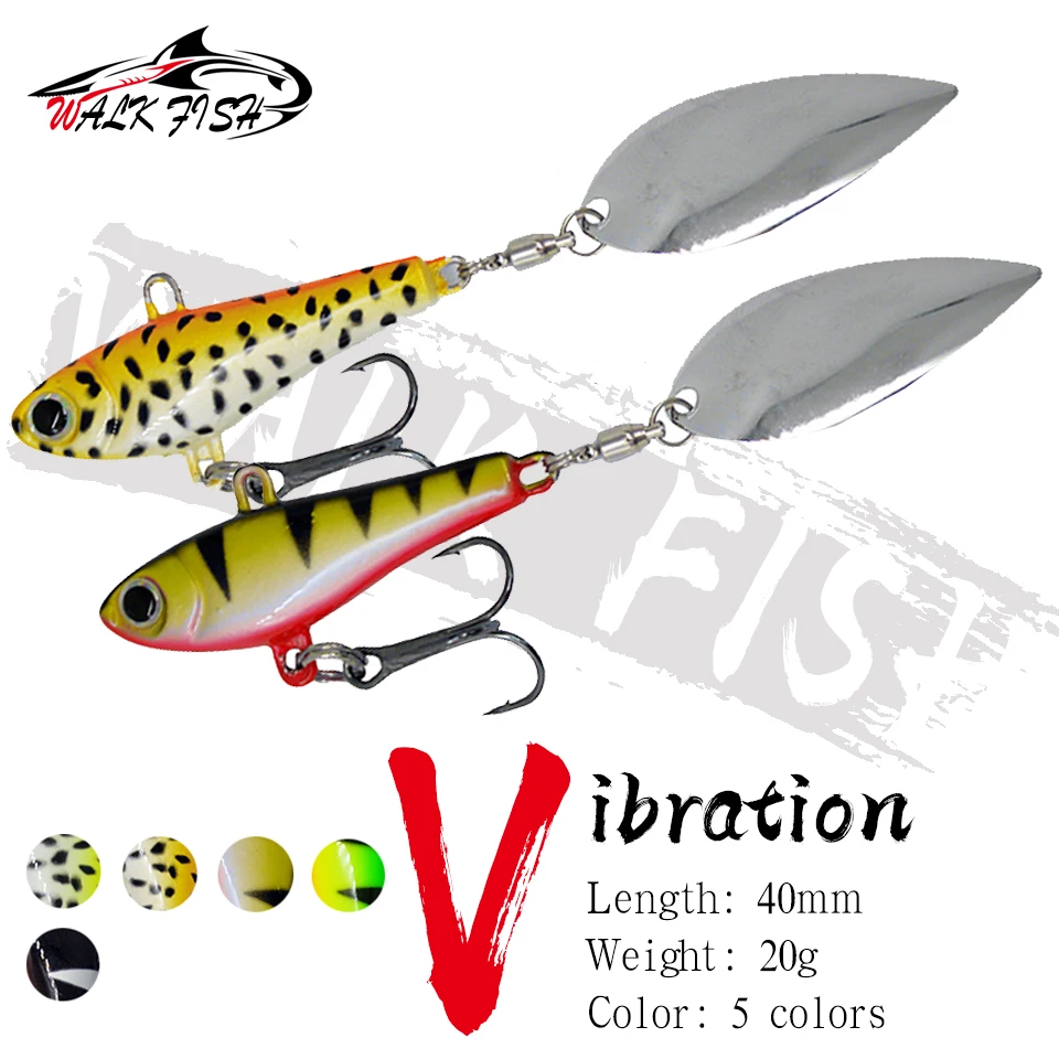 WALK FISH 1PCS Fishing Lure Jig Head Fish 20g VIB Rotation Spoons Ocean Fishing Freshwater Spinner Artificial Metal Lures Bait