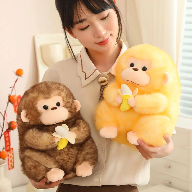 23/30/40CM urocza wróżka złota małpa pluszowe zabawki Kawaii małpa trzymająca lalki bananowe nadziewane miękkie zwierzę poduszka na prezent urodzinowy