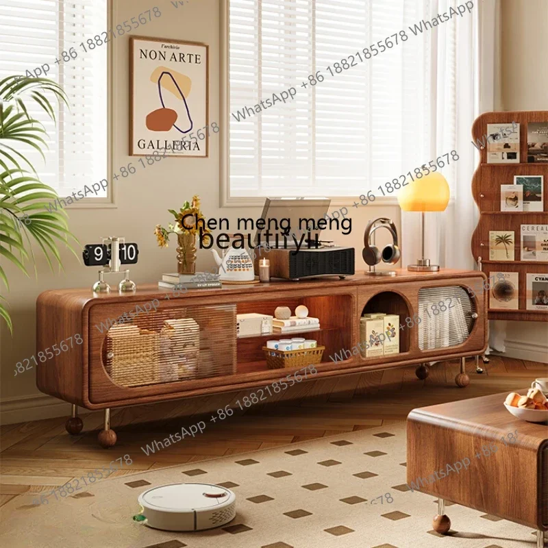 

new style All Solid Wood TV Cabinet American Log French Retro Living Room Home Storage Locker ss 7304