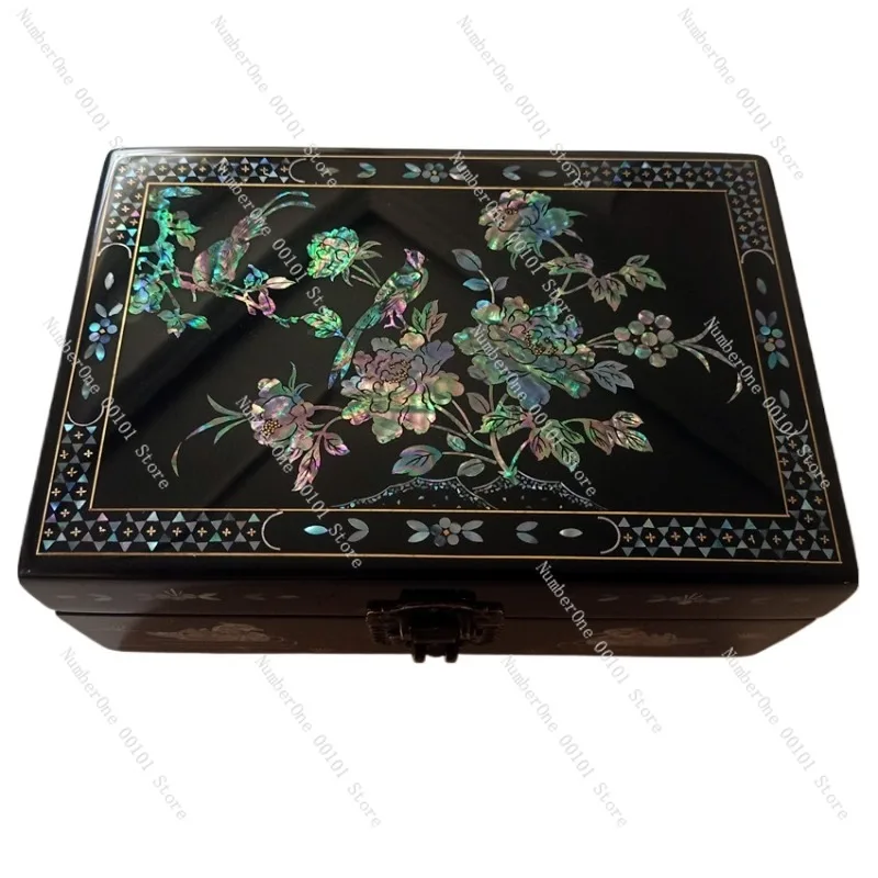 Mother Of Pearl Jewelry Box Handmade Wooden Storage Case Lacquer Finish Wedding Gift Jewelry Organizer Luxury Decorative Box
