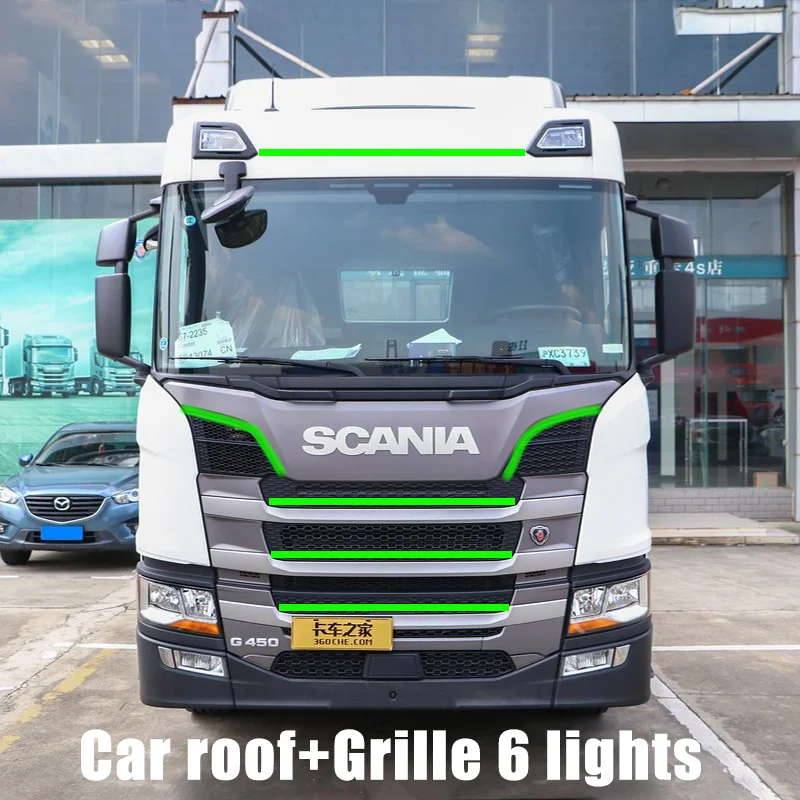 Suitable for Scania G S R P series trucks Grille Atmosphere Light Roof warning light Flowing light effect Night running lamp