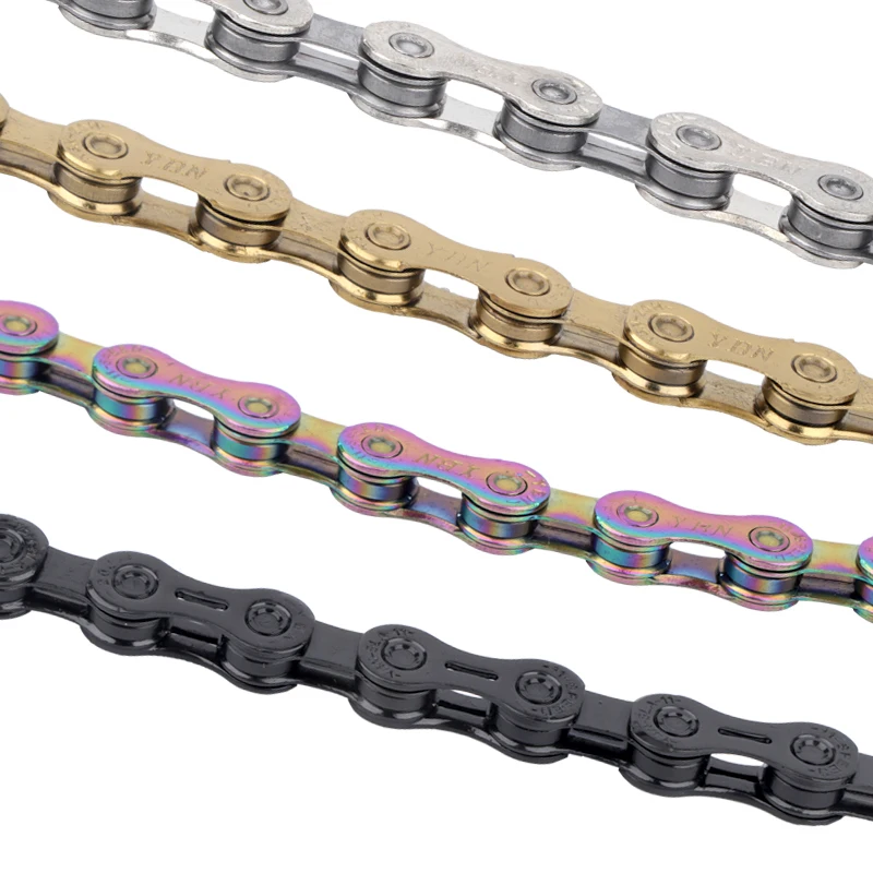 YBN MTB Bicycle Chain 8 9 10 11 12speed hollow out plating bright color Chain 116L road bike Stainless steel  Chain