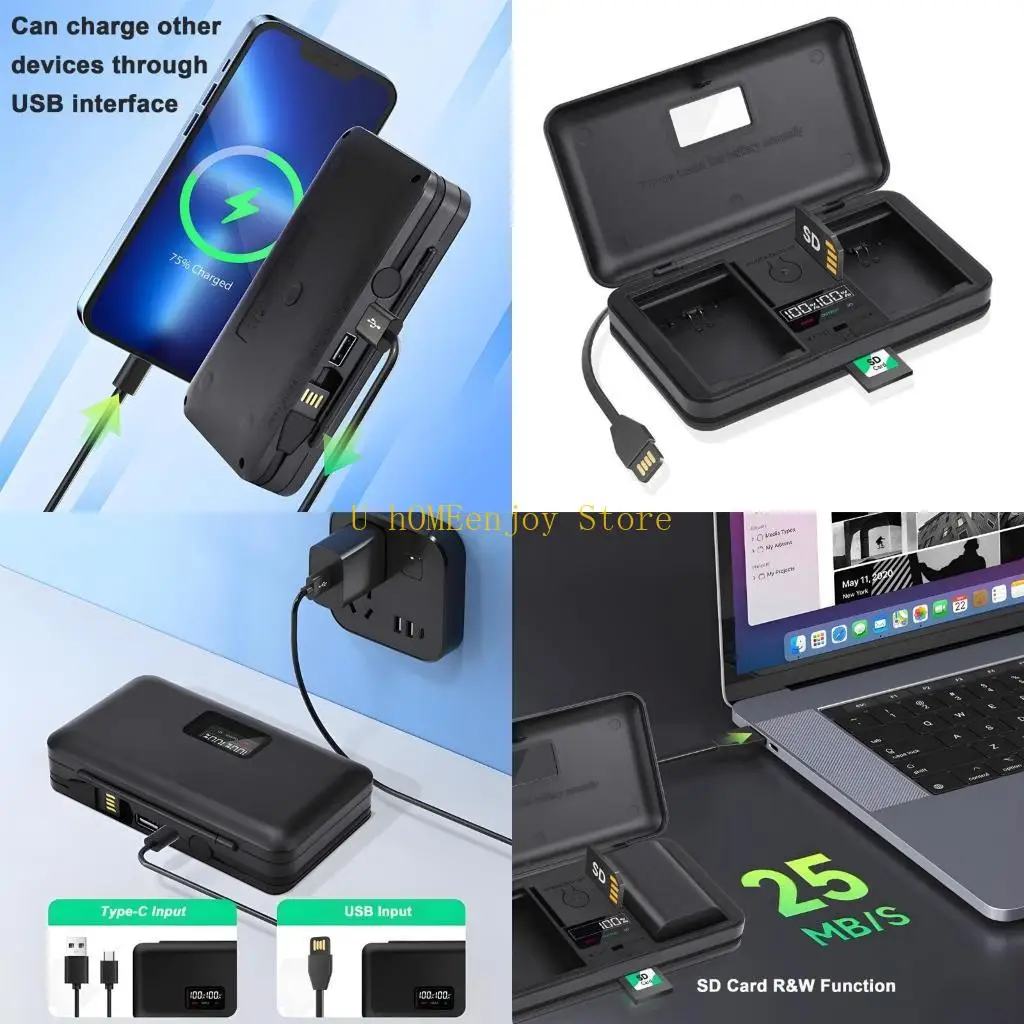 B0KF Professional Camera Battery Compact and Durable ABS Charging Case for Traveling Photographers