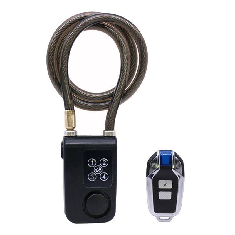 Bike Motorcycle Lock Alarm Wireless Remote Control 110DB Scooter Bicycle Burglar Vibration Alarm Cable Lock