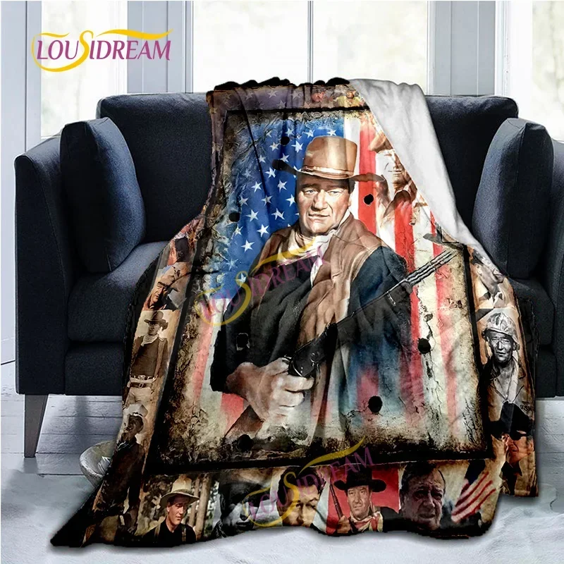 John Wayne Blanket Super Soft 3D Printed Famous Cowboy Actor John Wayne Flannel Blanket Home Bedroom Washable Warm Lazy Blank@0￥