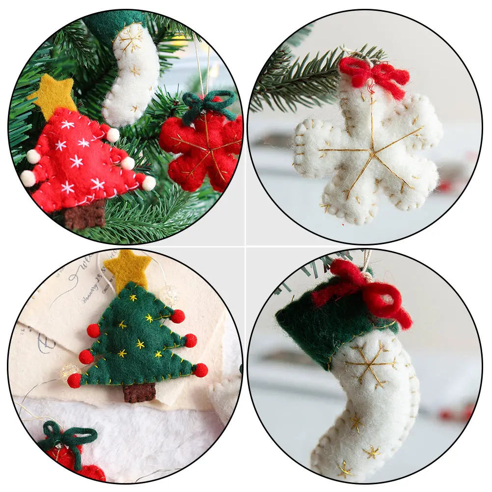 

6 Pcs Wool Felt Pendant Mini Christmas Ornaments Decoration Tag Hanging Holiday