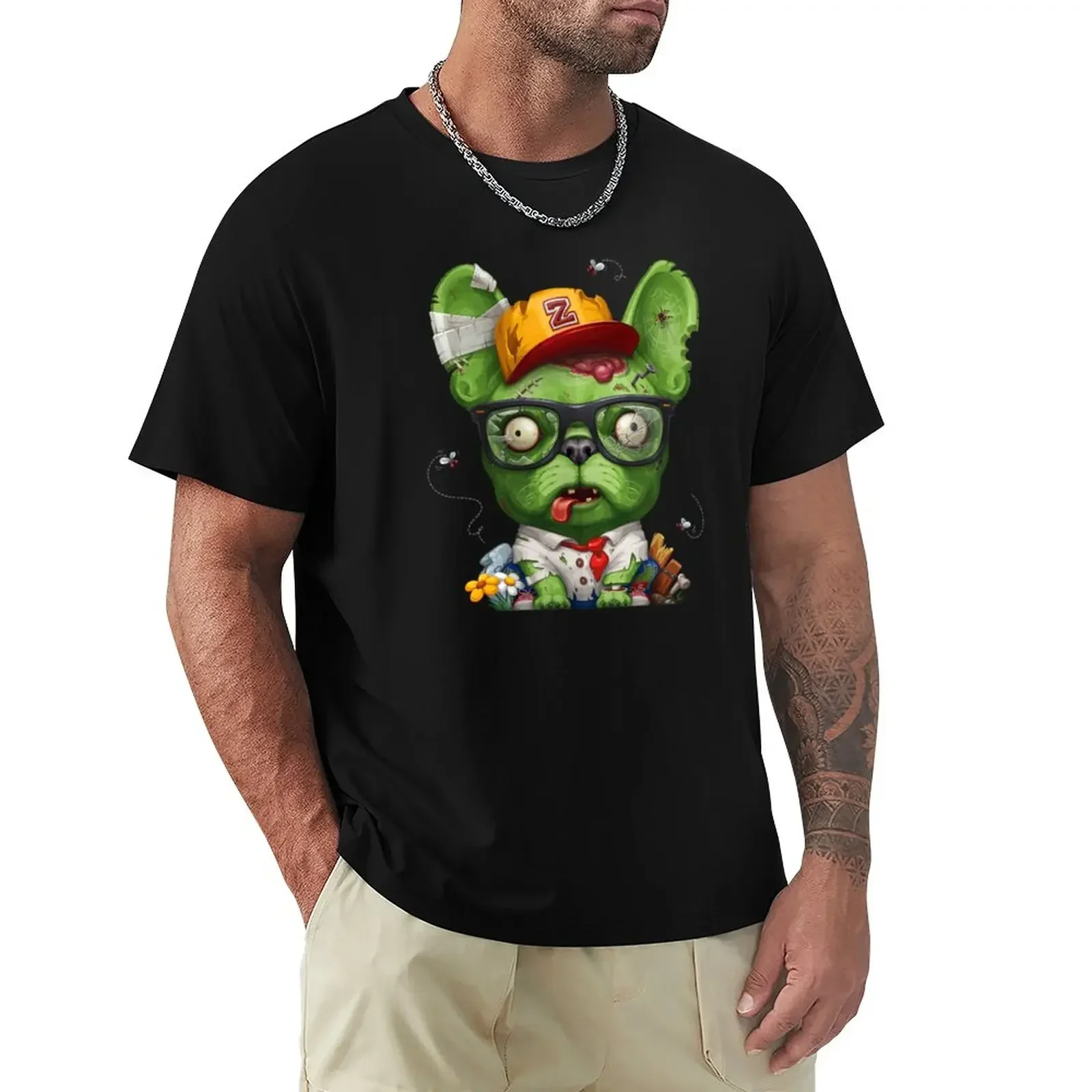 French Bulldog Zombie T-Shirt new edition customs plain black t shirts men for a boy boys animal print oversized mens clothes