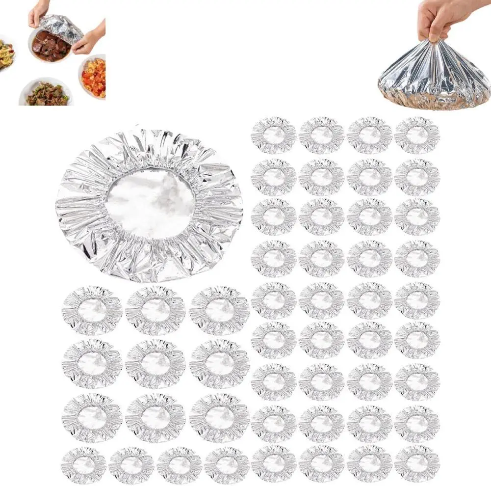 

Repeatable Aluminium Foil Film Insulation Cover,Aluminum Foil Food Covers,Kitchen Fresh-Keeping Insulation Film,Reusable Elastic