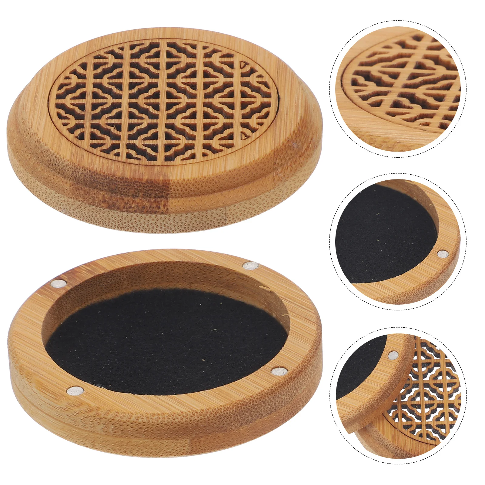 Курильница с бамбуковой катушкой, полая резная круглая магнитная курильница, настольный держатель для ароматерапии, декоративная аромапечь