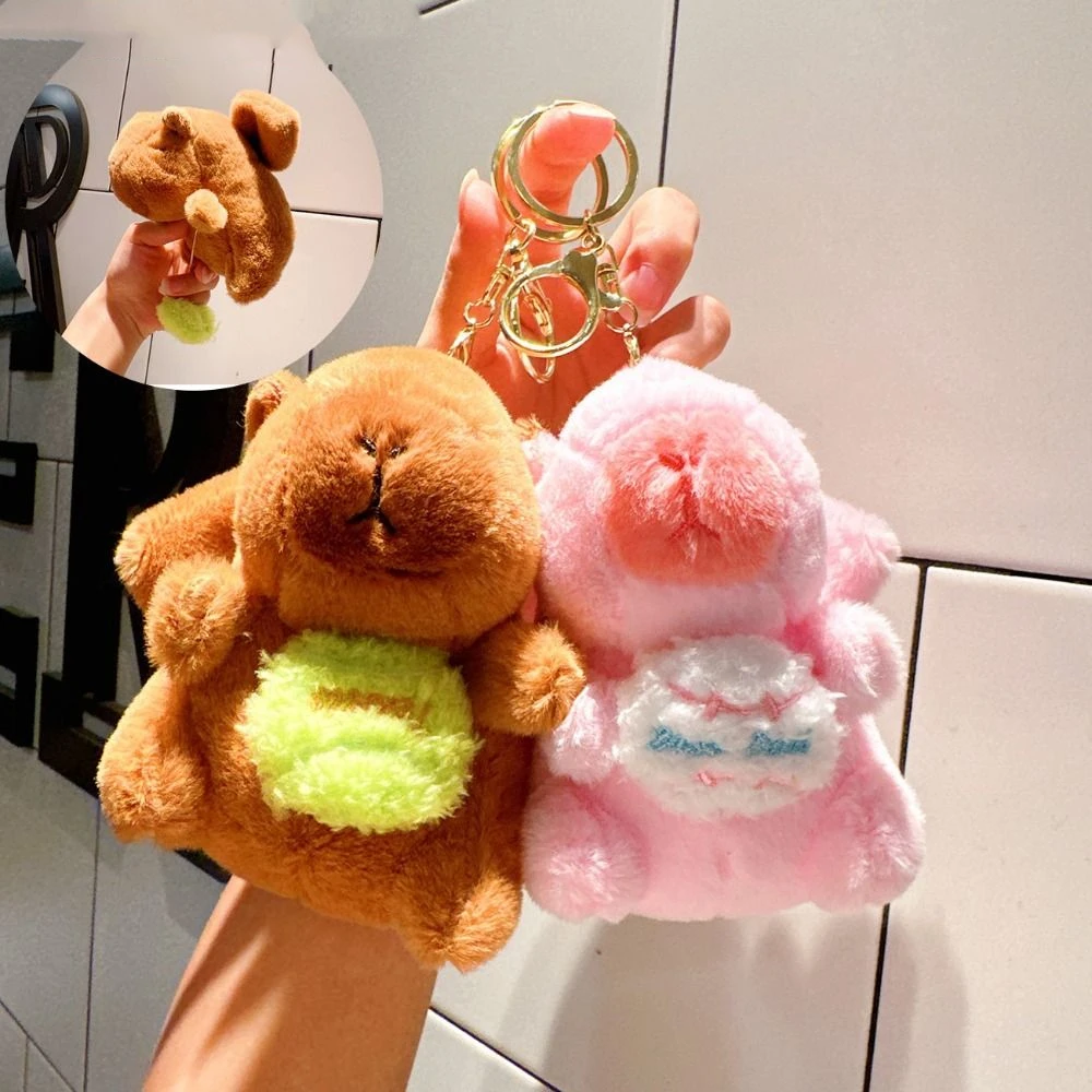 Flapping Wings Capybara Pull-out Toys Tennis Ball Fluffy Capybara Pull-out Keychain Funny Cute Animal