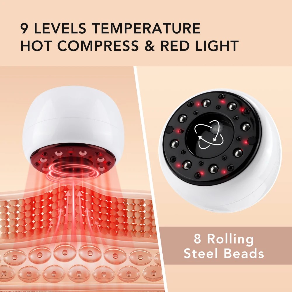 

9 Levels Suction Adjustable Electric Cupping Massager Red Light Hot Compress Smart Negative Pressure Cupping Scraping Tool