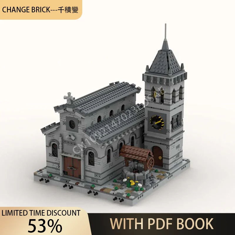 Moc novo 2085 pçs igreja medieval arquitetura de cidade modular criativo crianças tijolo brinquedo aniversário edifício presente natal blocos