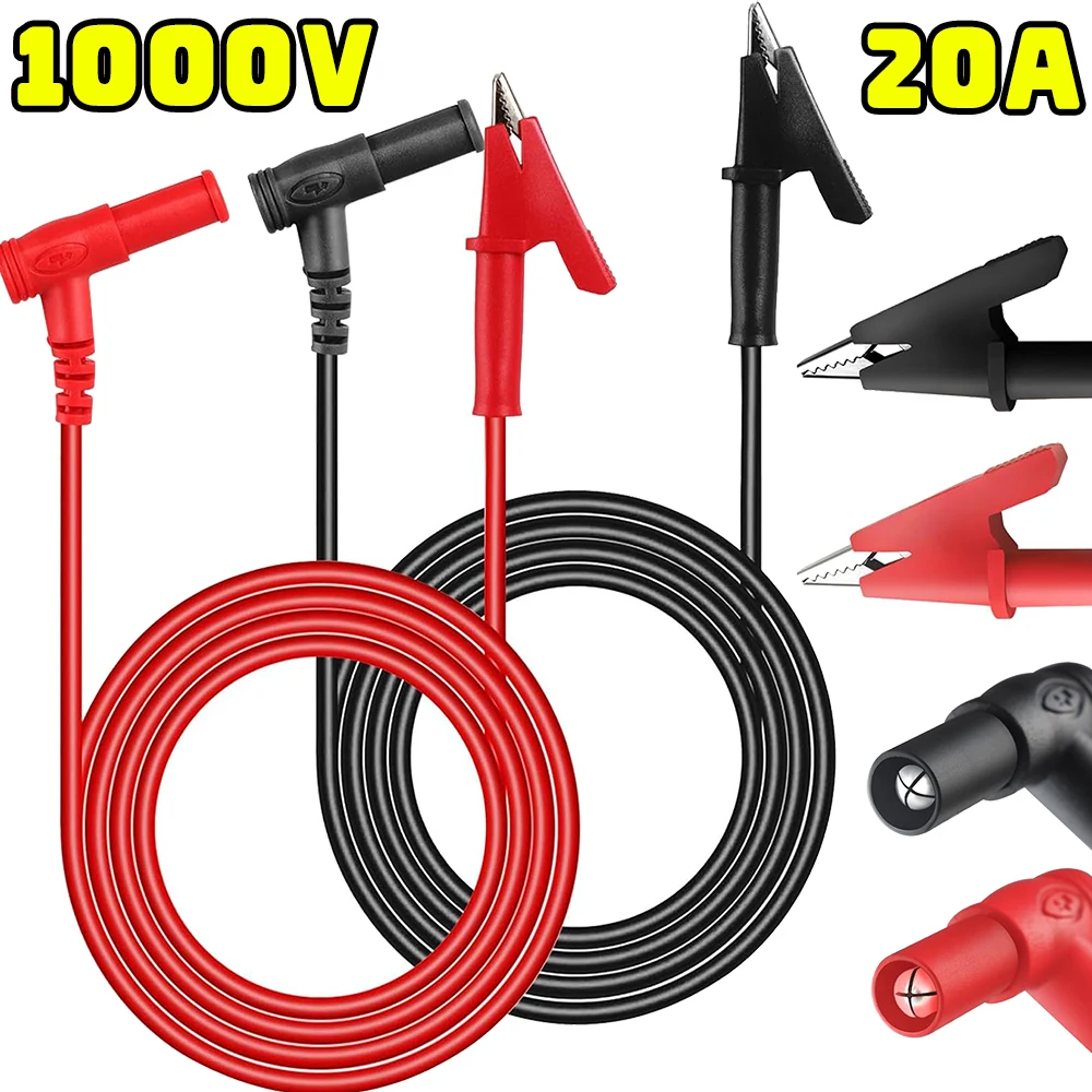 

Insulated Alligator Clip to Banana Plug Test Leads for Digital Multimeter Testing Connector Dual Probe Measure Tool 20A 1000V