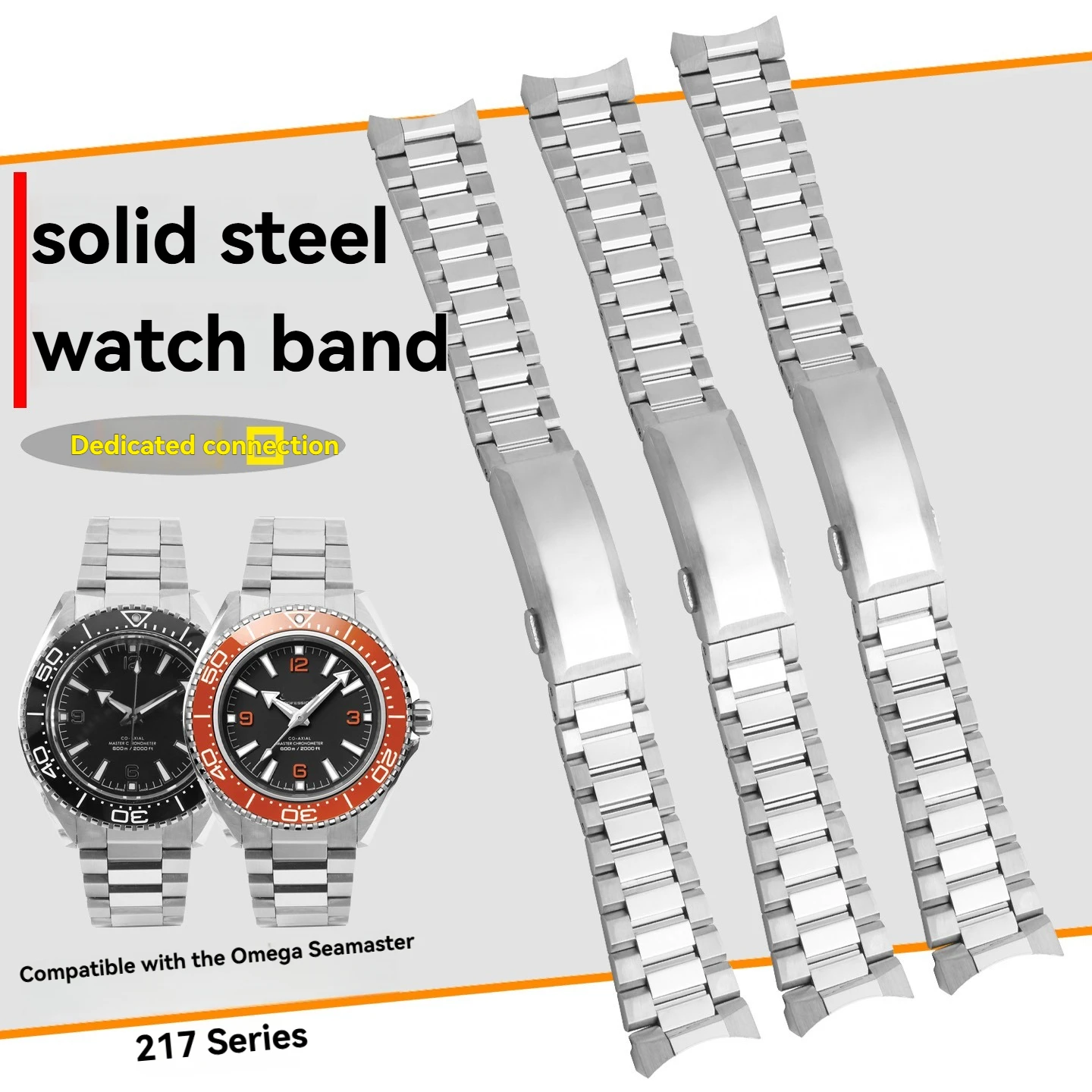For OMEGA Seamaster 600 Ocean Universe 217.30 Steel Strap: Solid Stainless Steel Curved Link Replacement Strap, 21mm