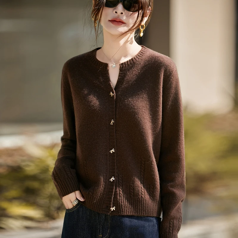 Womens Open Front Cardigan Sweater Autumn Winter Knitted Wool Soft Loose Fit Warm Outerwear Knot Button Cozy Women's sweater Top