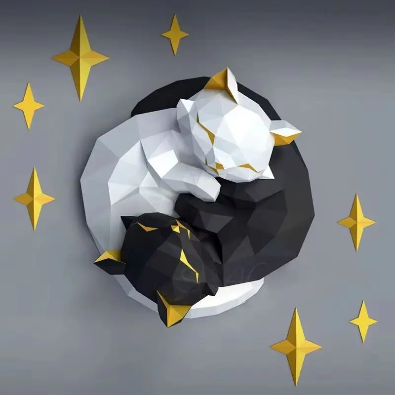 

Звезда Пара Кошка Бумажная Модель Домашний Настенный Декор Свадебные Украшения Papercraft 3D DIY Креативные Игрушки Ручной Работы Подарки День Святого Валентина