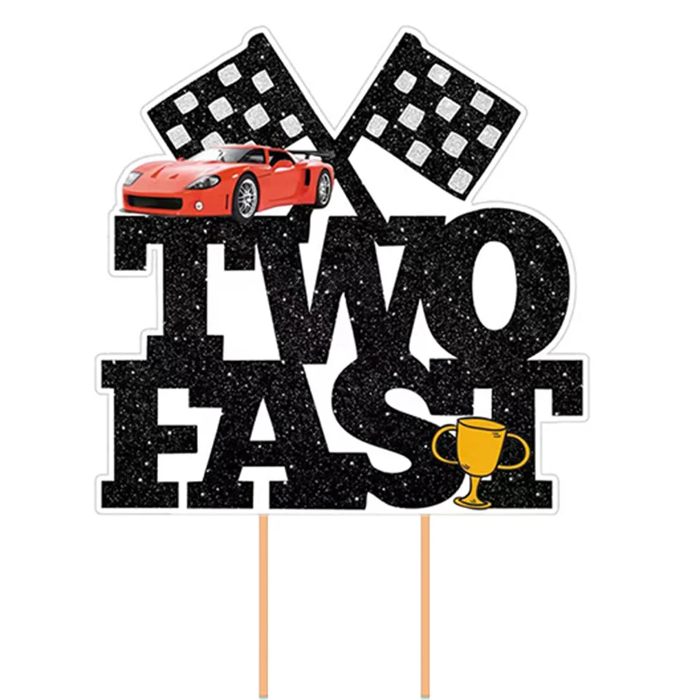 

Two Fast Birthday Decorations 2nd Cake Topper Race Car Theme Party Supplies Happy Birthday Banner Balloons