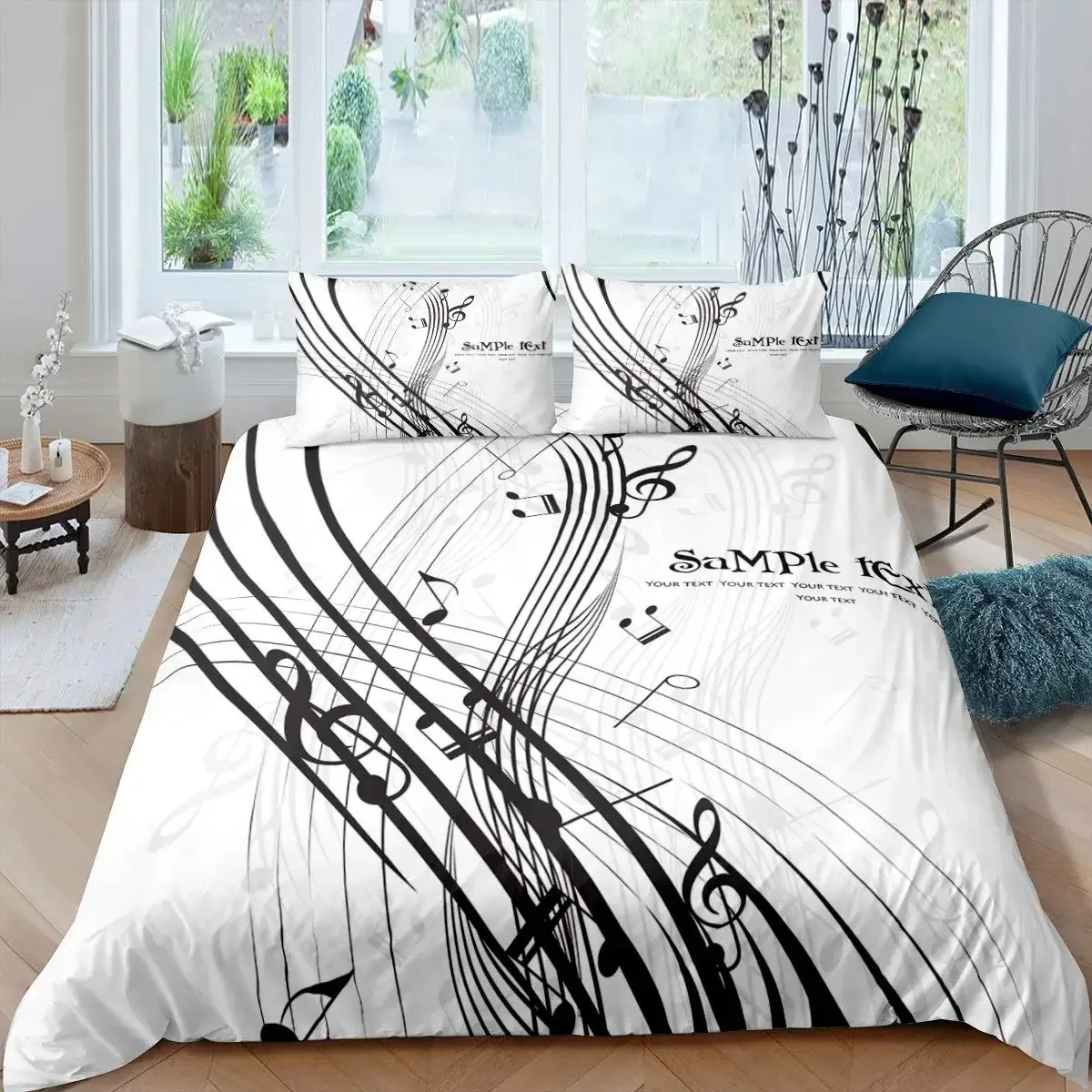

Music Note Duvet Cover Set Rock Music Theme Comforter Quilt Cover Set Boys Girls Colorful Headphones Radio Soft Bedding Set
