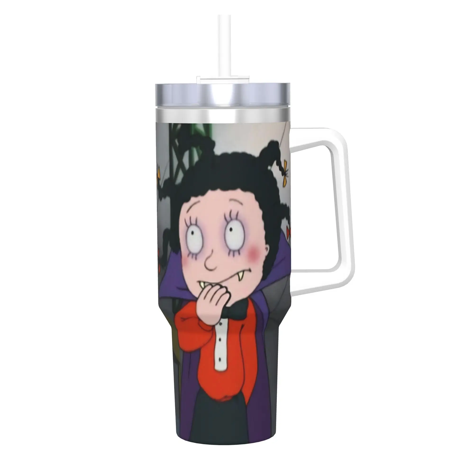 Mona The Vampire Anime Tumbler Vacuum Insulated  Coffee Cups Vacuum Flask Office Home Mugs Hot Cold Drink 40oz