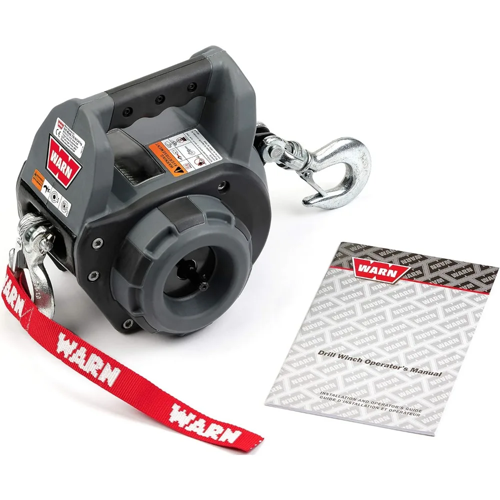 101570 Handheld Portable Drill Winch with 40 Foot Steel Wire Rope: 750 lb Pulling Capacity , Gray