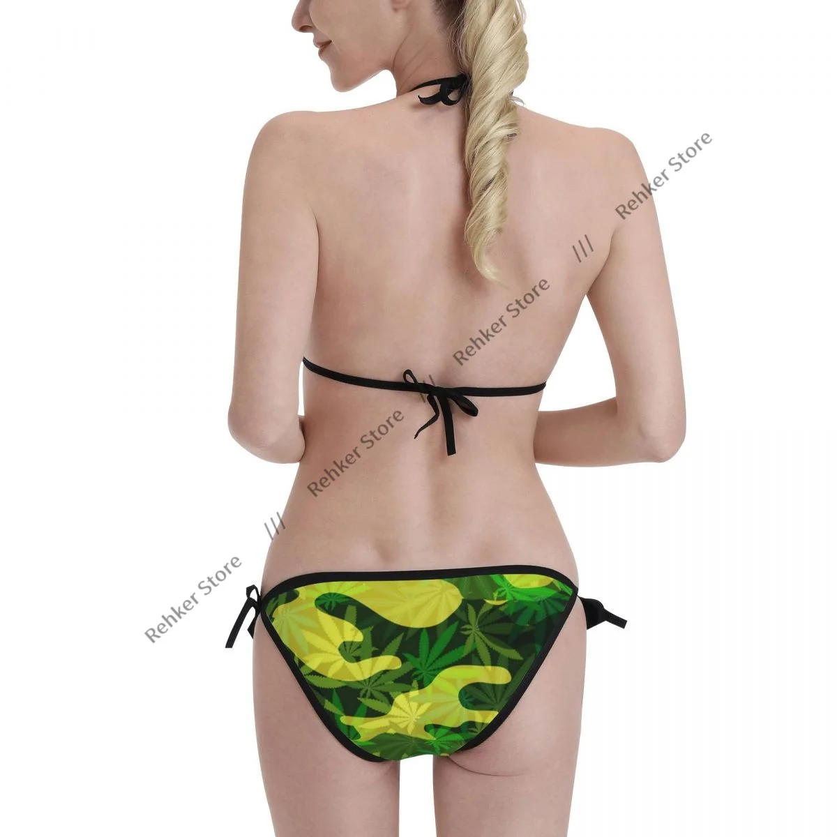 Biquíni sexy feminino maiô de duas peças roupa de banho Marijuana beachwear