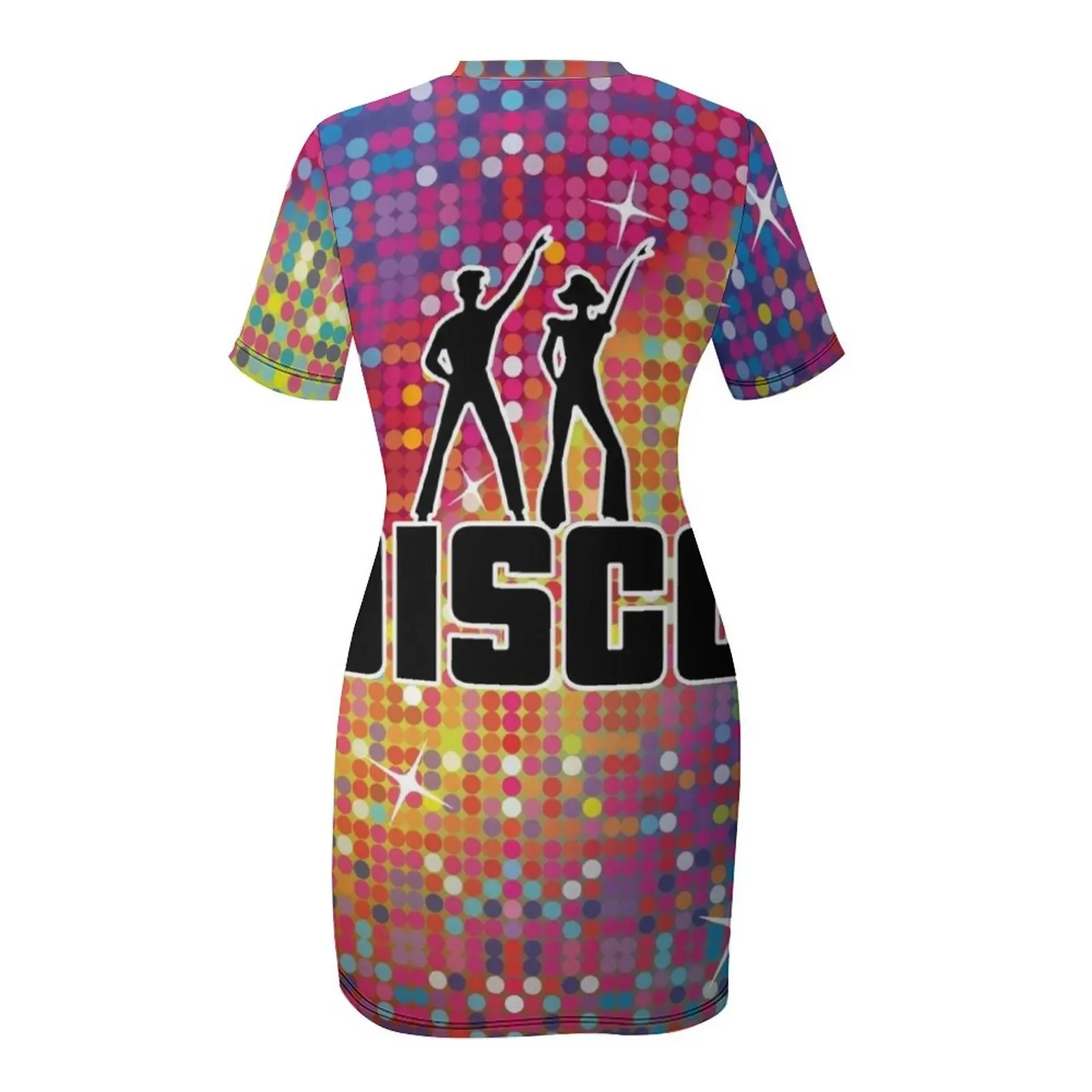 Rainbow Sequin - Disco Ball Mosaics Glitter Pattern Short-Sleeved Dress Dress vintage dresses for woman beach dress